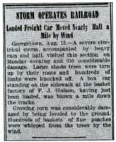 Storm Operates Railroad - Loaded Freight Car Moved Nearly Half a Mile by Wind (The Evening Journal, Wilmington, DE, Wed, Aug 13, 1902)